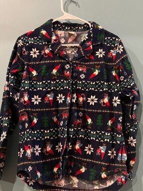 Hanna Andersson Navy Holiday Print Pajama Top